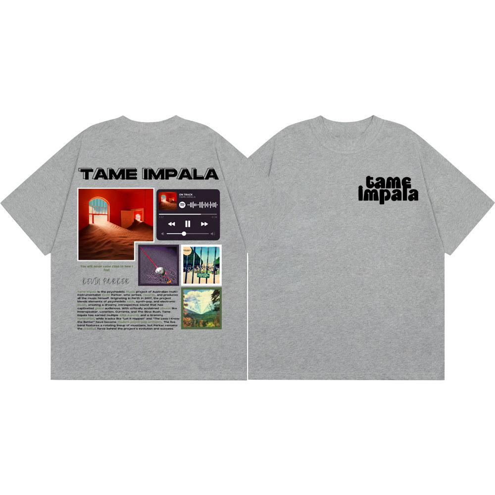 Футболки с мерчем группы Tame Impala Унисекс Унисекс Одежда Высококачественная Модная Футболка Летняя Повседневная 100% Хлопок Футболка с Коротким Рукавом