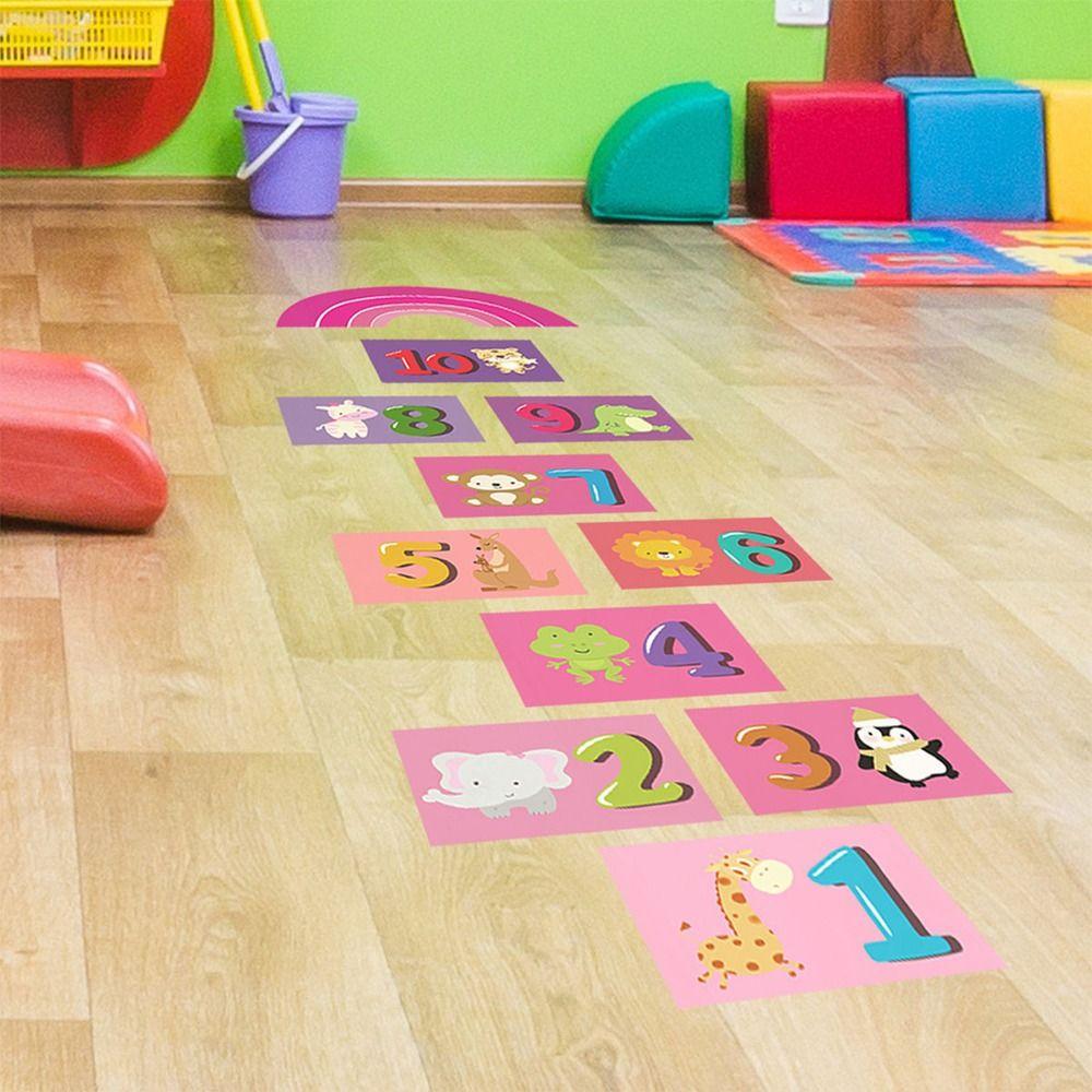 Self-adhesive Cartoon Number Grids PVC Wall Art NEW Flooring Decals Nursery