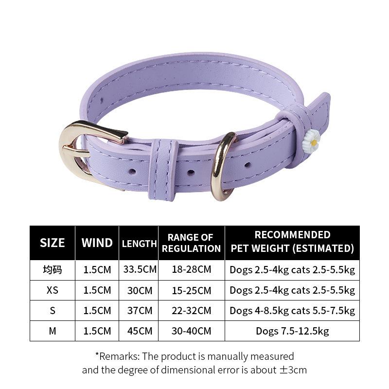 Strictly select the new microfiber leather small daisy cat jewelry collar ultra-light noble pet supplies collar choice