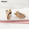 SIMJOO Rose Gold Earrings for Women Fashion Glossy Irregular Floral Zircon Earrings