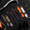 Retro Vegan Leather Label Alpine Nylon Loop Watch Band for Apple Watch 46/49/45/44mm, Adjustable Replacement Strap