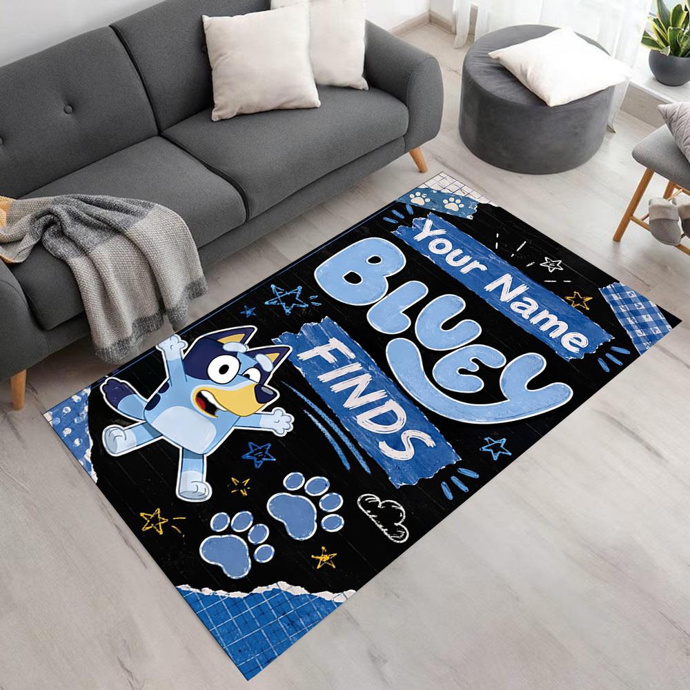 Bluey Customize Text Floor Mat Suitable for Dining Room Study room Game Room Decorate room Antislip Carpet Office home decor Gift for Festivals