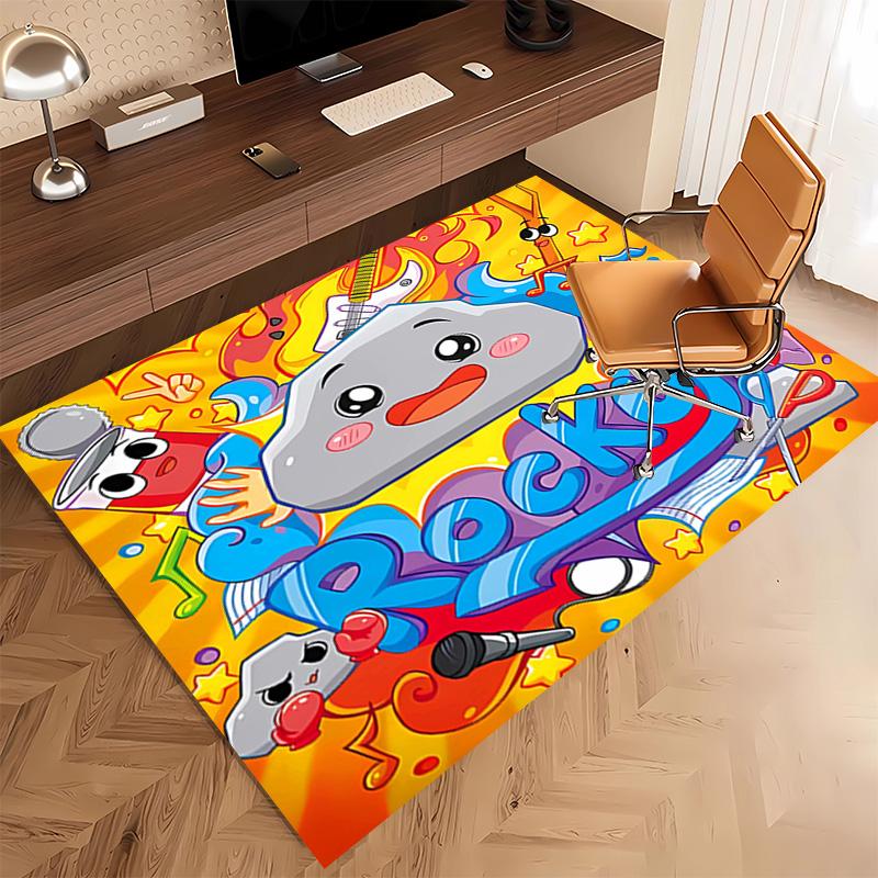 1pc Lankybox Foxy and Rocky2 Print Area Rug - Soft, Washable Non-Slip Indoor Mat, Living Room, Home Office Decorative Rug,Office Decorative