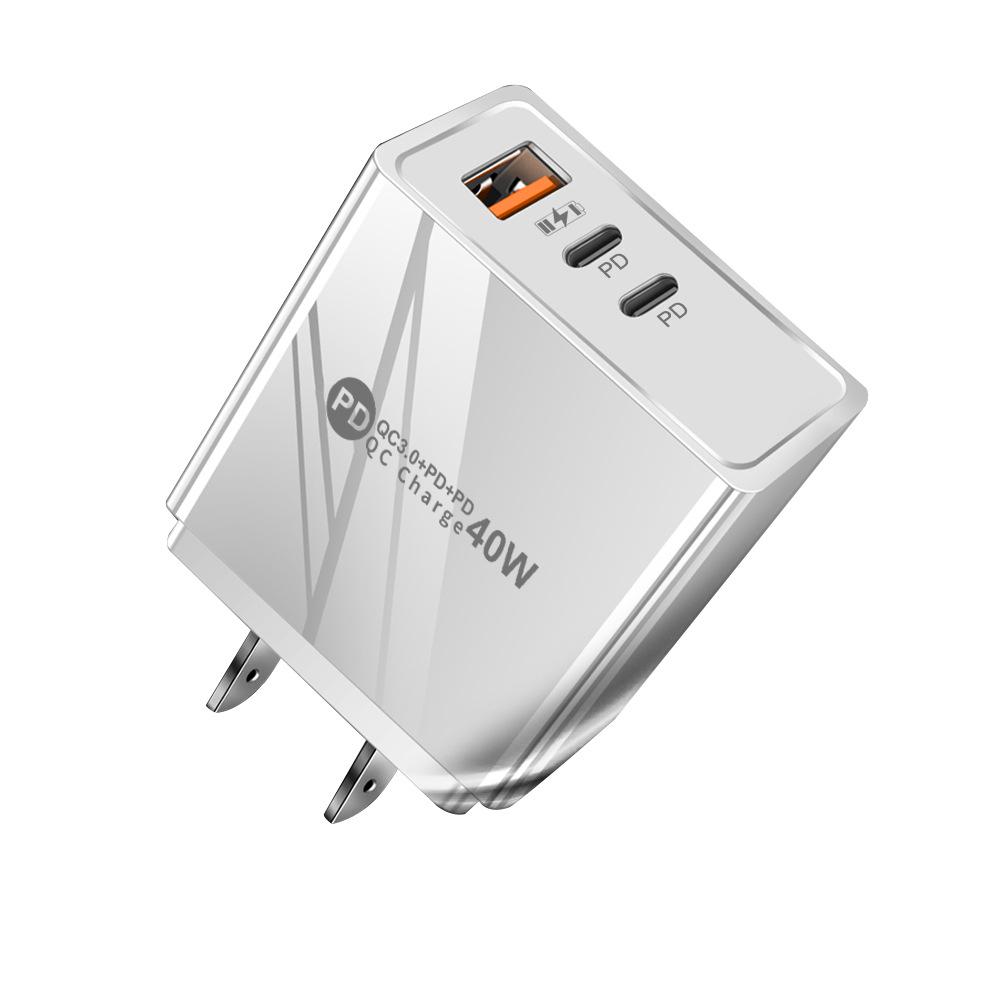 2.4A Dual USB & PD Type-C EU/US LED Travel Charger for Mobile Phones