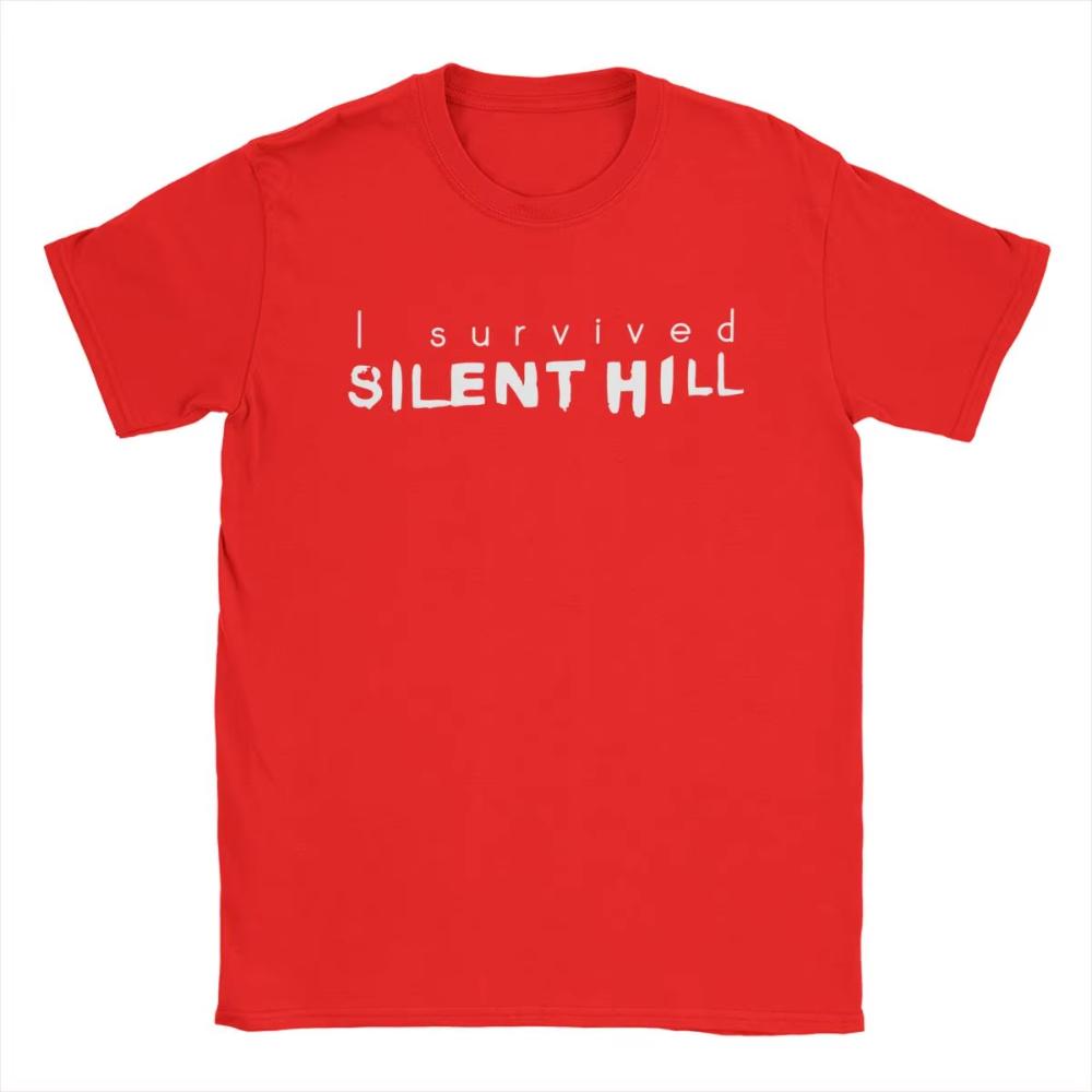 2026 Новая мужская и женская футболка I Survived Silent Hill Хлопковая одежда Винтажные футболки с коротким рукавом и круглым вырезом Футболки большого размера