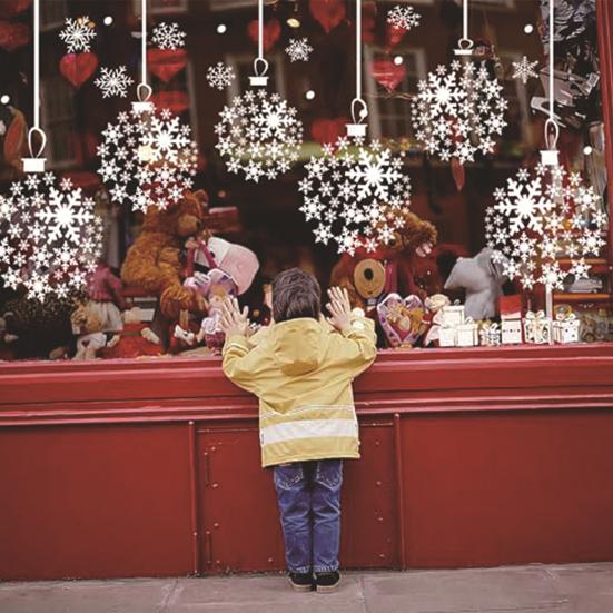 Рождественские наклейки на окна в виде снежинок, большие белые наклейки на окна в виде снежинок, зимние ПВХ наклейки для стекла, для праздничного украшения в помещении
