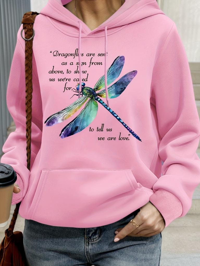 Unisex 2026 Dragonfly We Are Love Quote Printing Hoodies Womens Pocket Casual Pullovers Fleece Multicolor Hoody Autumn Loose Sportswear