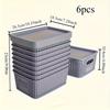 6pcs Stackable Plastic Storage Bins with Lids - Durable Organizer Baskets for Home - Multi-Purpose Shelf Bins,Home Organization