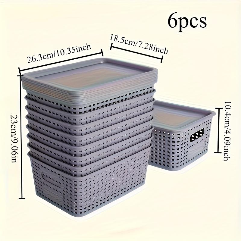 6pcs Stackable Plastic Storage Bins with Lids - Durable Organizer Baskets for Home - Multi-Purpose Shelf Bins,Home Organization