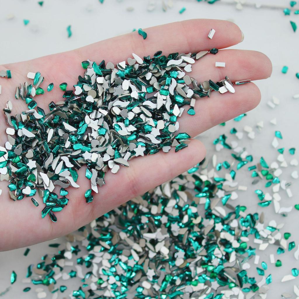 Yiwu Nail Art Diamond Mixed Mini Small Nail Art Flat Bottom Special-Shaped Diamond Mixed K9 Champagne Nail Art Jewelry