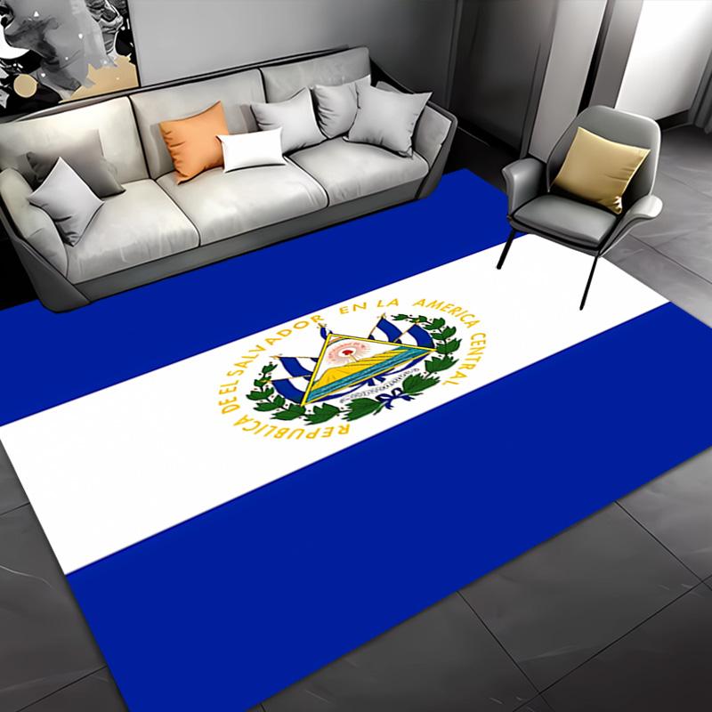 1pc flag of El Salvador Entrance Mat, Non-Slip Mat Area Rug,Room Decor, Outdoor Decor, Kitchen Rug,Doormat - Machine Washable, Easy to Clean