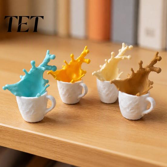 Creative Shelf Ornaments 3D Printed Spilling Coffee Mug Figurine, Splash Cup Sculpture, Art Tabletop Decor for Home Office Desktop, Gift Lovers