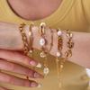 Fashion Women's Titanium Steel Bracelet 18K Gold Plated Ornaments Natural Pearl Jewelry Retro Light Luxury Banquet Party Decorations Jewelry Gift