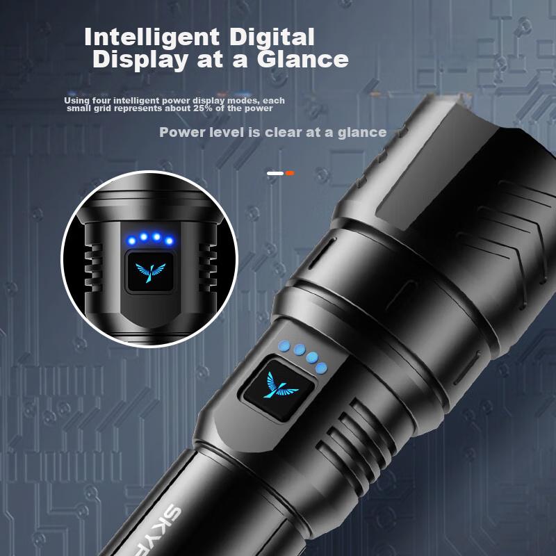 SkyFire Canglong Flashlight with High Brightness, Long Battery Life of 200,000 Hours, Long-Range Zoom, Outdoor Ultra-Bright Compact Specialized Model