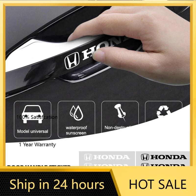 2025 Hot 4Pcs Car Door Handle Stickers Tire Rear View Mirror Decals Decoration For Honda Civic Inspire Accord FIT HRV CRV Odysse