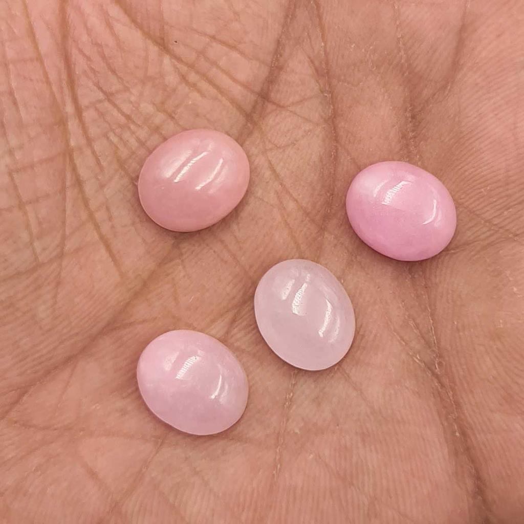 Dyed PInk Jade Oval Cabochon Loose Gemstone Lot 4 Pcs 10*12 MM 24 CT For Jewelry Making
