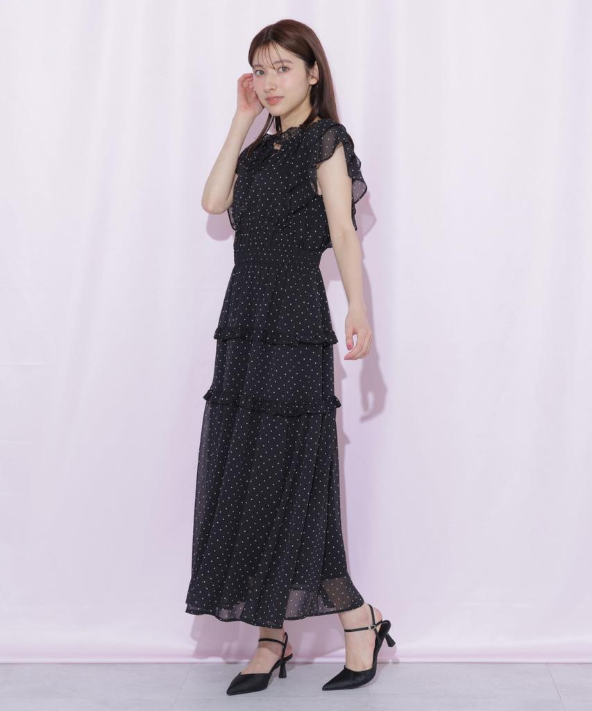 Платье с ярусными оборками [JILL JILLSTUART] [Черный в горошек/FR]