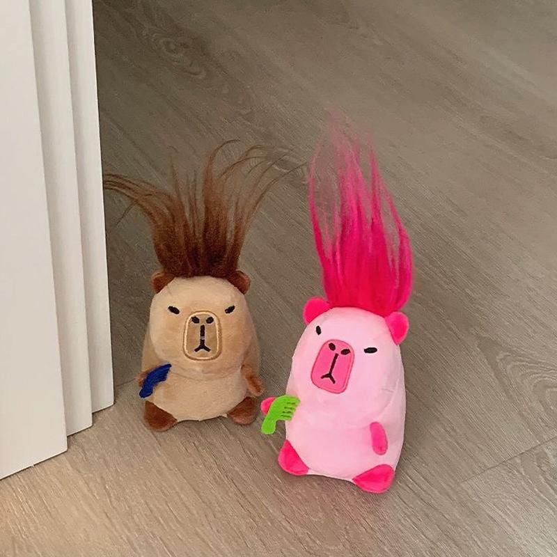 Плюшевый брелок с капибарой, милый кулон в виде сумки, креативный брелок с пушистыми животными, мягкая кукла, брелки, подарок на день рождения, автомобильный кулон, стол