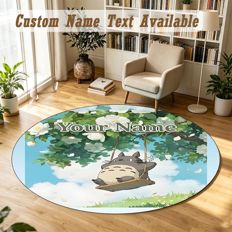 My Neighbor Totoro Personalized Round Rug Support Custom Name, Soft Home Decor Mat