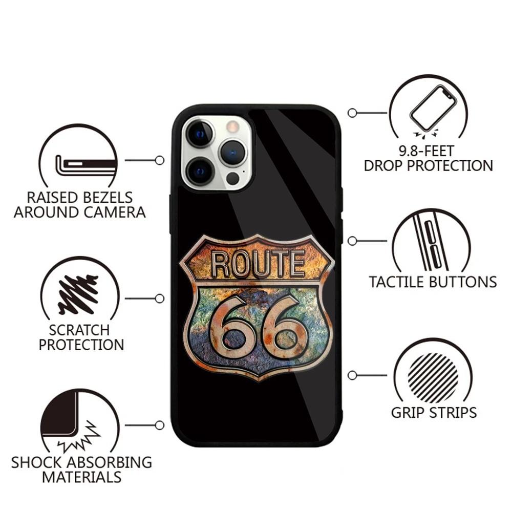 America Route 66 Phone Case For iPhone 15,14,13,12,11,Plus,Pro,Max Mini Magsafe Magnetic Wireless Charging