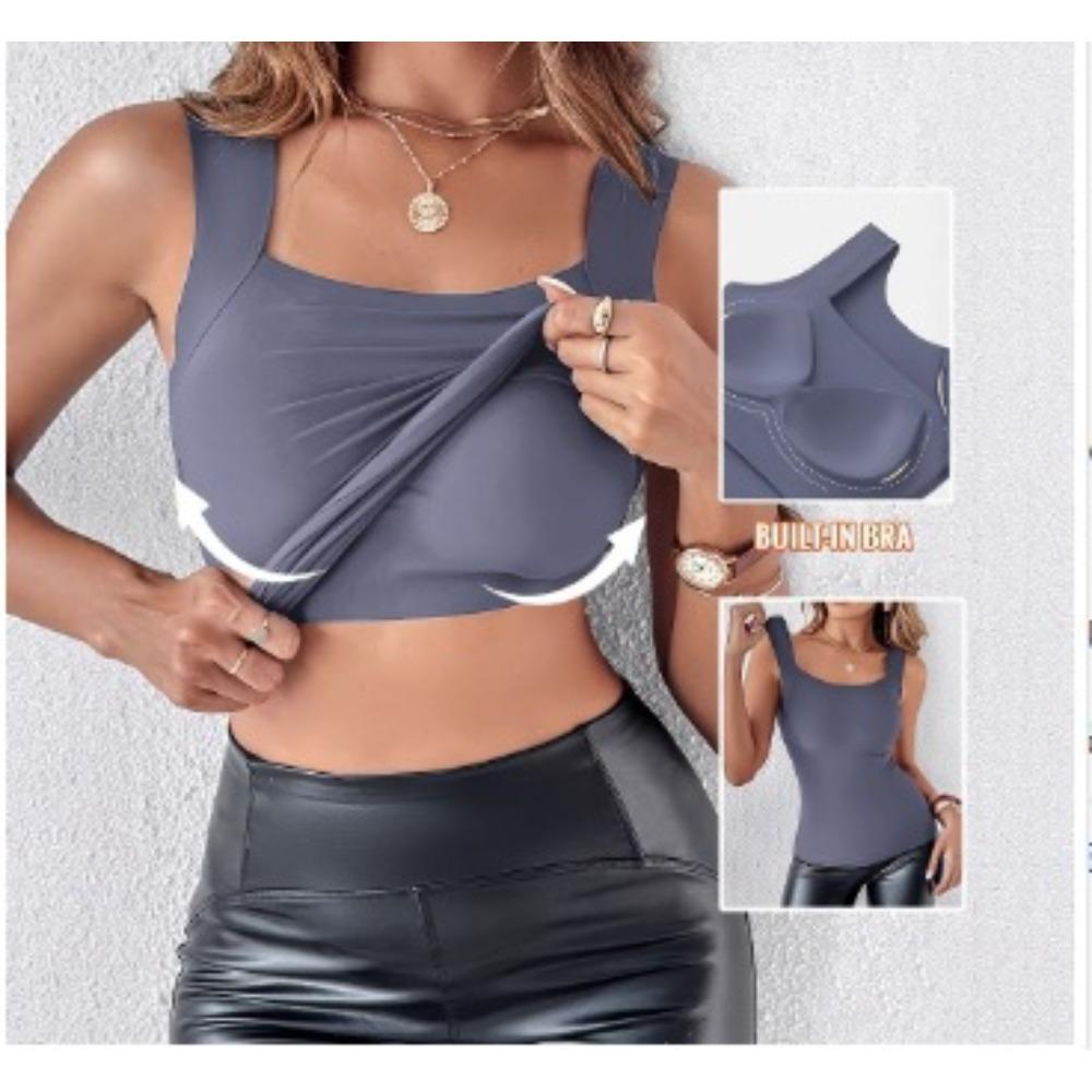 Ladies Fashionable Solid Color Chest Cushion Outerwear Base Underwear Home Sleeveless Vest Fashionable Comfortable Versatile Slim Fit Vest