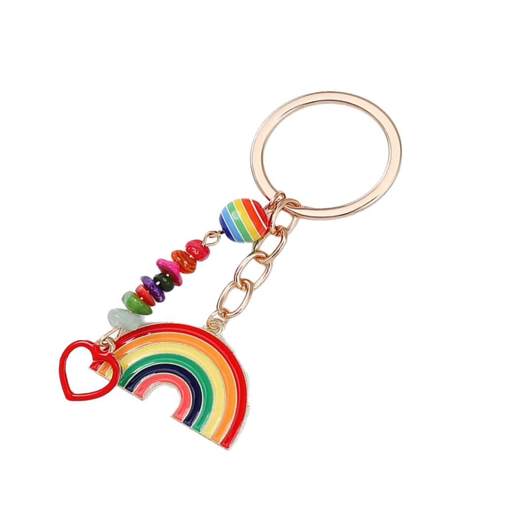 Trendy Rainbow Keychain Colorful Alloy Keyring Sturdy Designs for Everyday Use