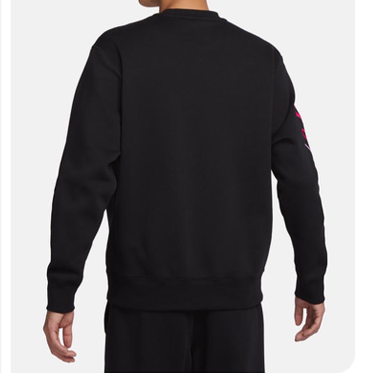 Nike Клубный флисовый пуловер с вышитым логотипом и круглым вырезом, мужская толстовка черного цвета FB7476-011
