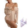 Girlfriend Shirt Sexy Long Open Body Loose Babydoll Room One Size Fits White [W&C] Style, See-through, Blouse, Cosplay, See-through Shirt, Lingerie,