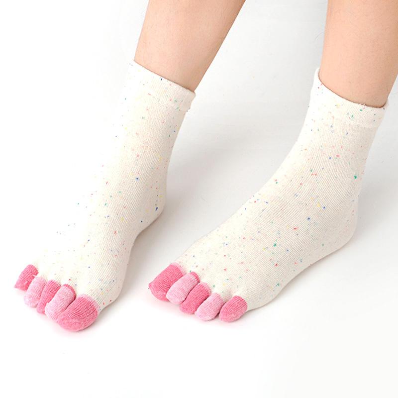 1Pair Five Finger Socks Women'S Pure Cotton Five Toe Socks Sweat Absorbing Mid Tube Split Toe Socks Warm Toes Short Socks