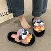 Милые мультяшные тапочки-куклы для девочек, хлопковые тапочки, осенне-зимняя ниша, домашние тапочки для помещений, нескользящие, теплые, пушистые тапочки