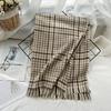 High End Imitation Cashmere Plaid Scarf Versatile and Warm In Winter  Women's Neck Scarf  Fringed Shawl