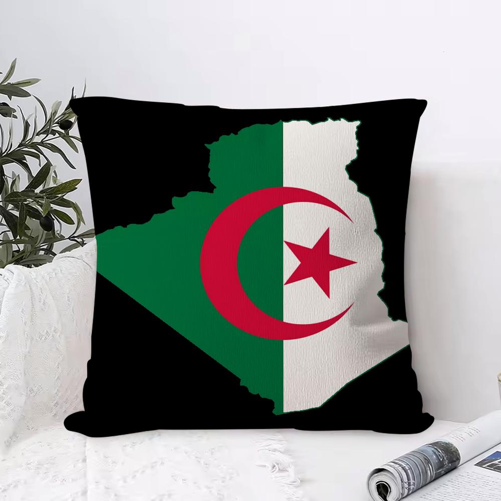 Algeria Alg Flag Cushion Cover 1 Piece Short Plush Pillowcase, Soft And Washable, Mostly Used For Sofa, Car