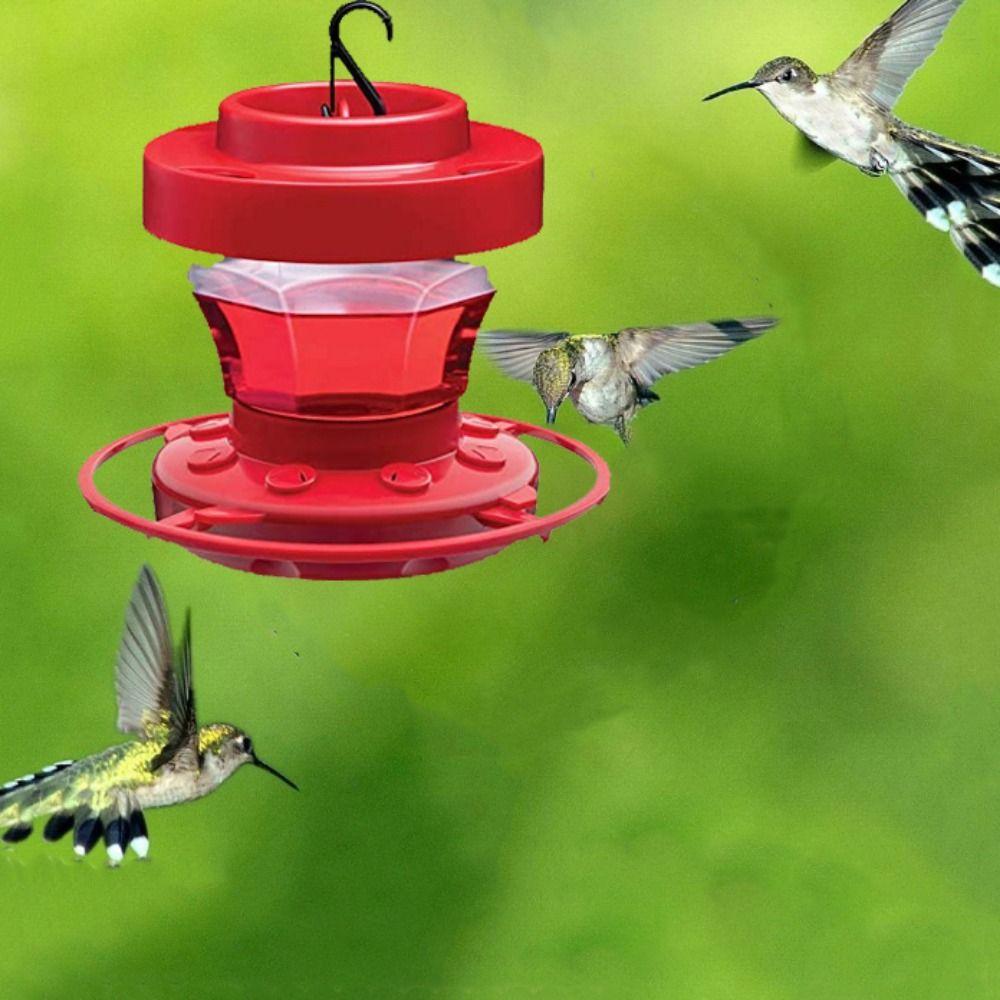 Plastic/Metal Detachable Humming Bird Feeder with Hook Birds Drinking Tray  Patio