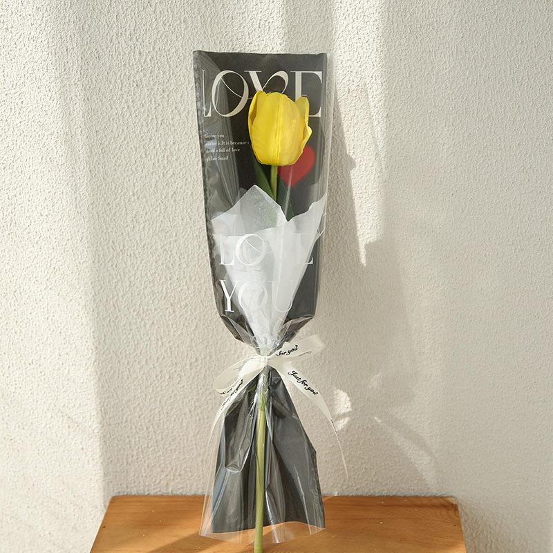 Valentine's Day Transparent Waterproof Flower Bag for Single Bouquet