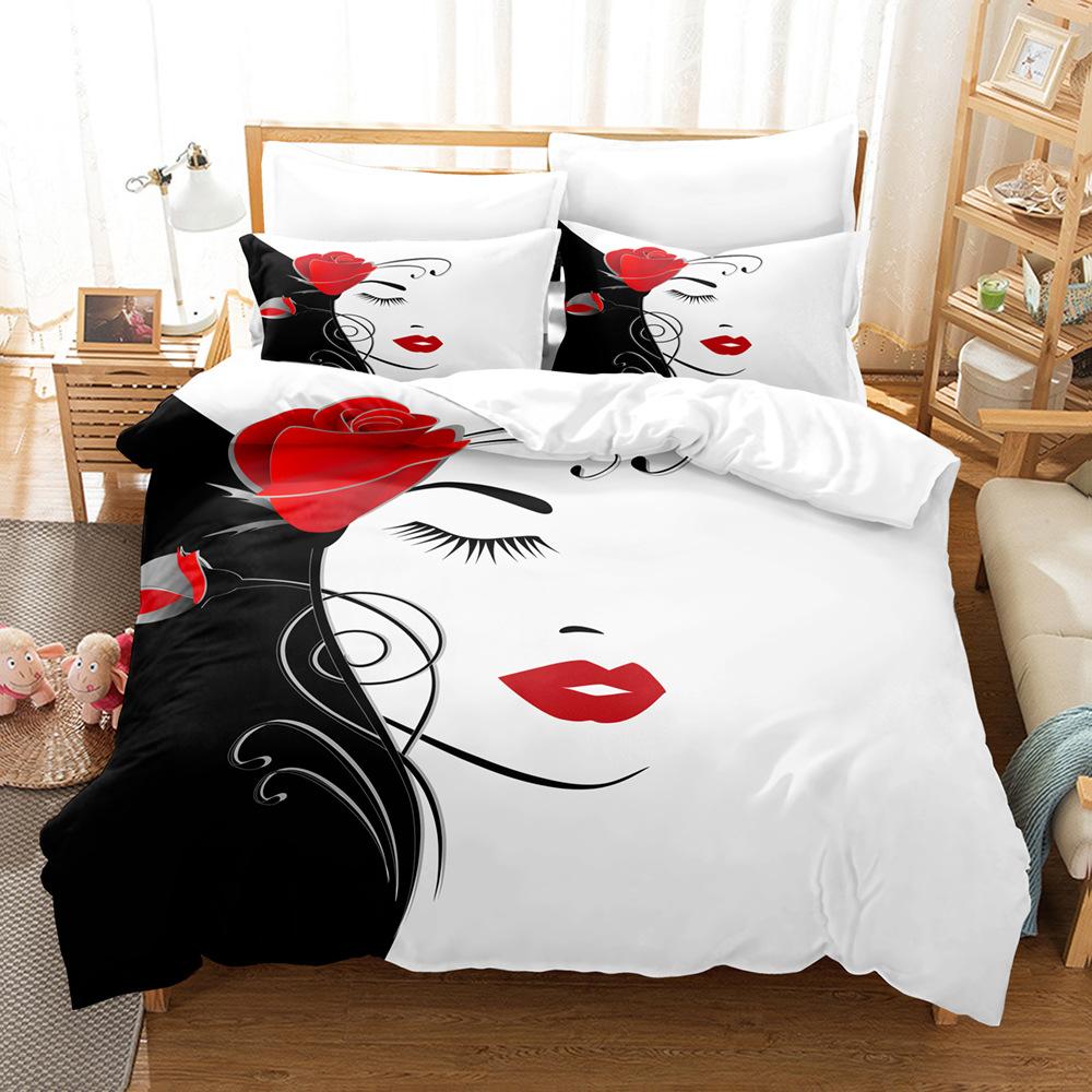 Роскошный 3D комплект постельного белья для девочек с принтом, пододеяльник, наволочка, 2/3 шт. AU140 * 210, полноразмерный быстросохнущий мягкий домашний текстиль с застежкой-молнией