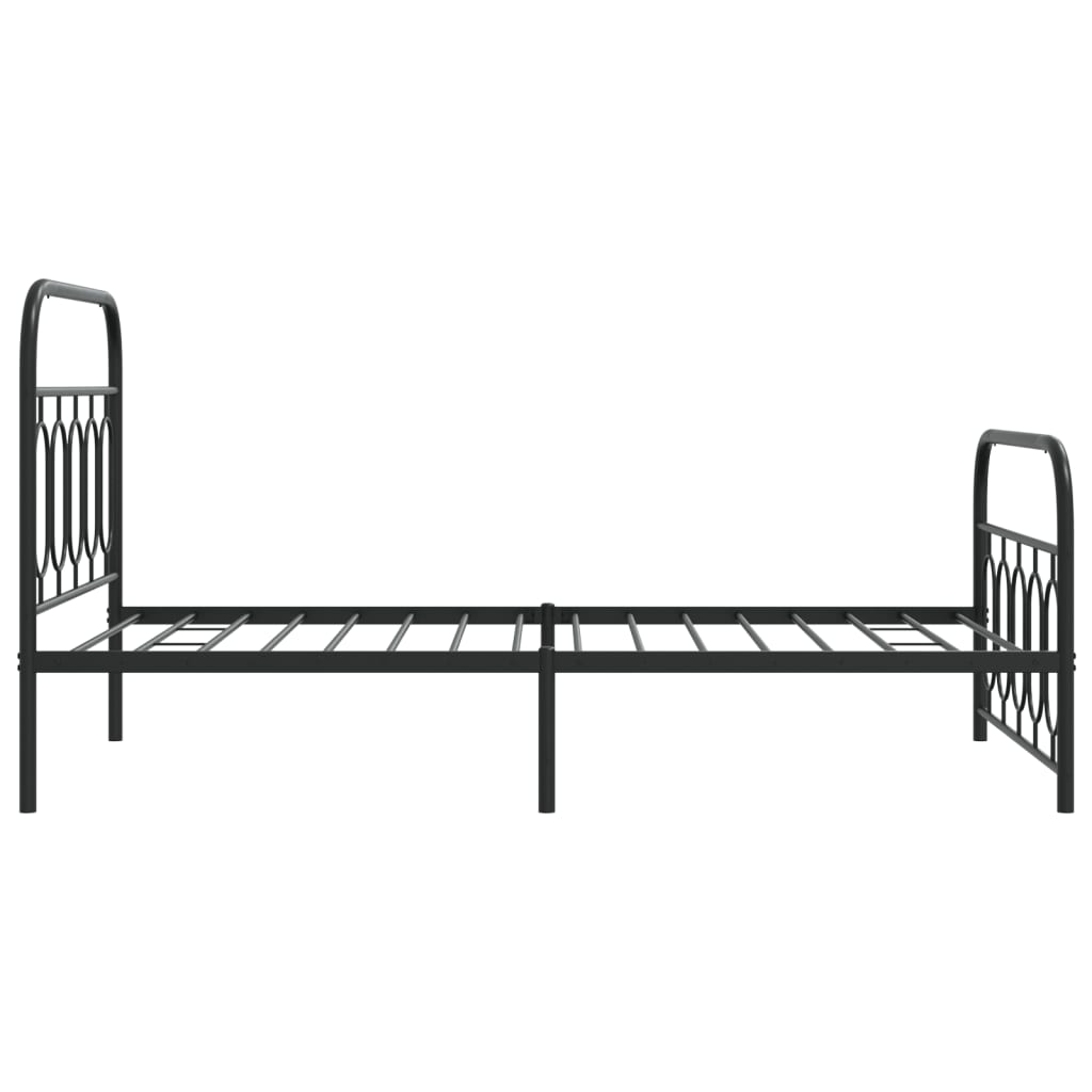 Metal Bed Frame with Headboard and Footboard Black 107 x 203 cm