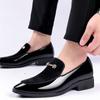 FashionShoe for Men Pointed Toe Office Loafers Patent Leather Bright Upper Dress Shoes Man Slip On Footwear Men Moccasins