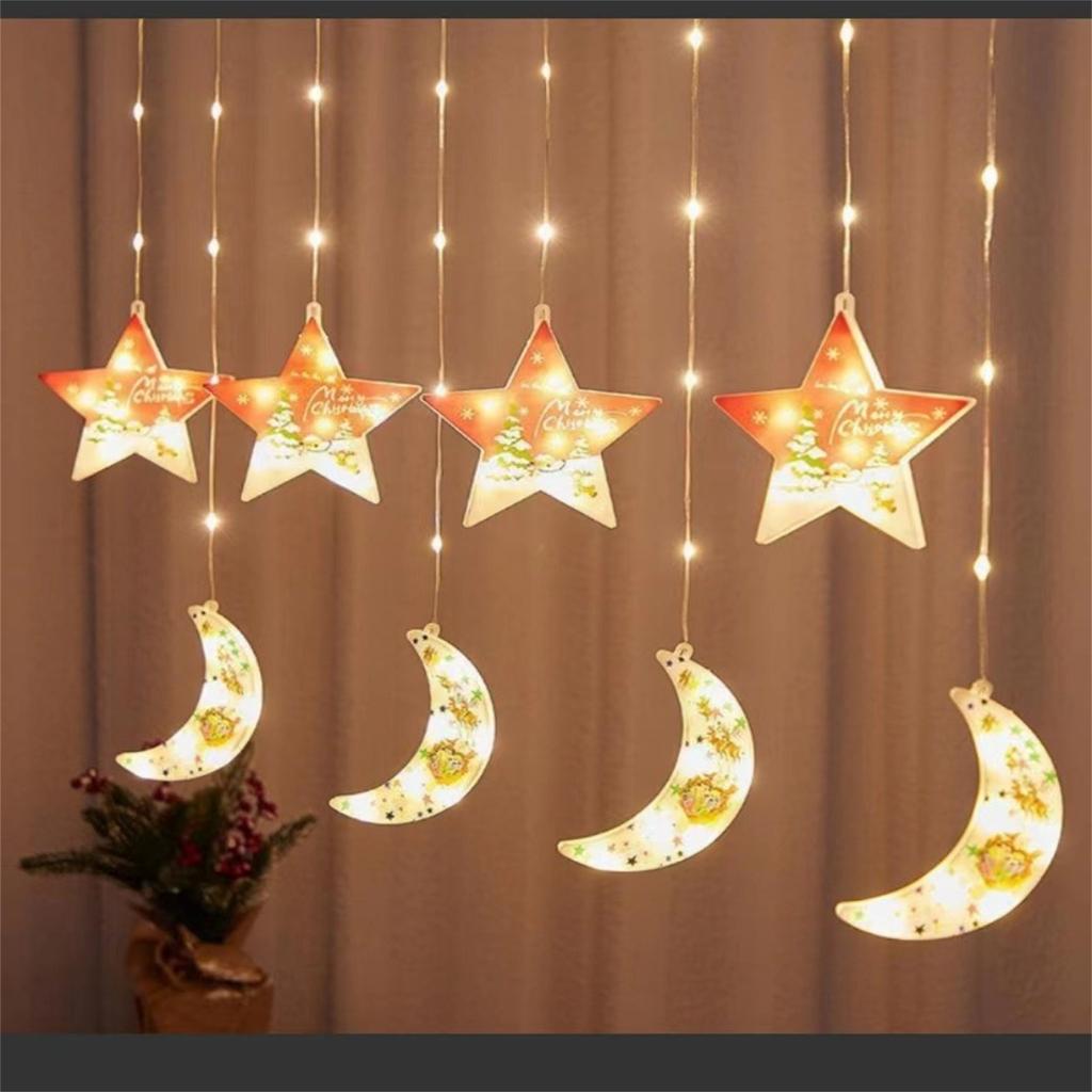 Светодиодный занавес-шар желаний, снеговик, снежинка, рождественская елка, круг, звезда, луна, медная проволока, гирлянда, USB-версия