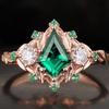 Роскошное новое кольцо с ромбовидным изумрудным цирконом, женское бриллиантовое кольцо в придворном стиле из розового золота, прямые продажи.