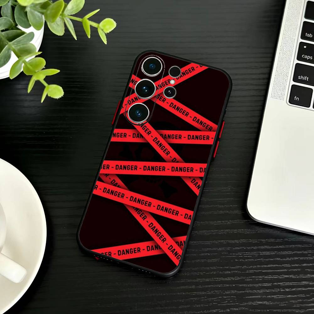 Warning Line Art Phone Case For Samsung S26,S25,S24,S23,S22,S21,S20,Plus,Fe,Lite,Others Black Cover