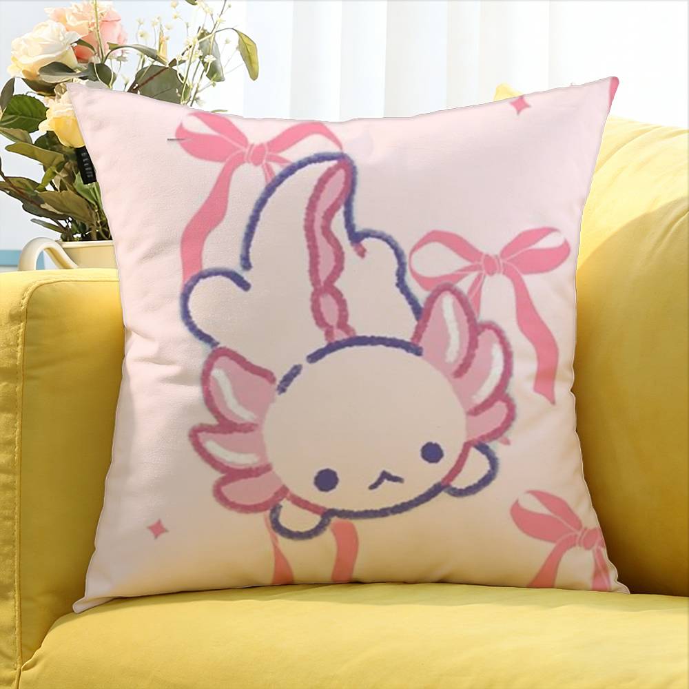 Cartoon cute pink Axolotl Various Sizes Square Pillow Case For Car Home Bedchamber Decor