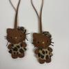 Leopard Print Hello Kitty Keychain Faux Leather Bag Pendant Cute Cartoon Car Rearview Mirror Ornament Accessories Fans Girl Gift