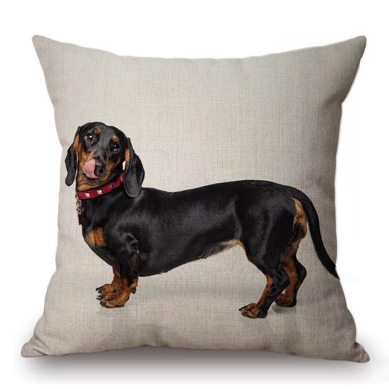 18 "милые домашние собаки, украшение для дома, хлопковое льняное белье, черный, коричневый, такса, домашние собаки, автомобильная подушка, офисное кресло, поясные подушки