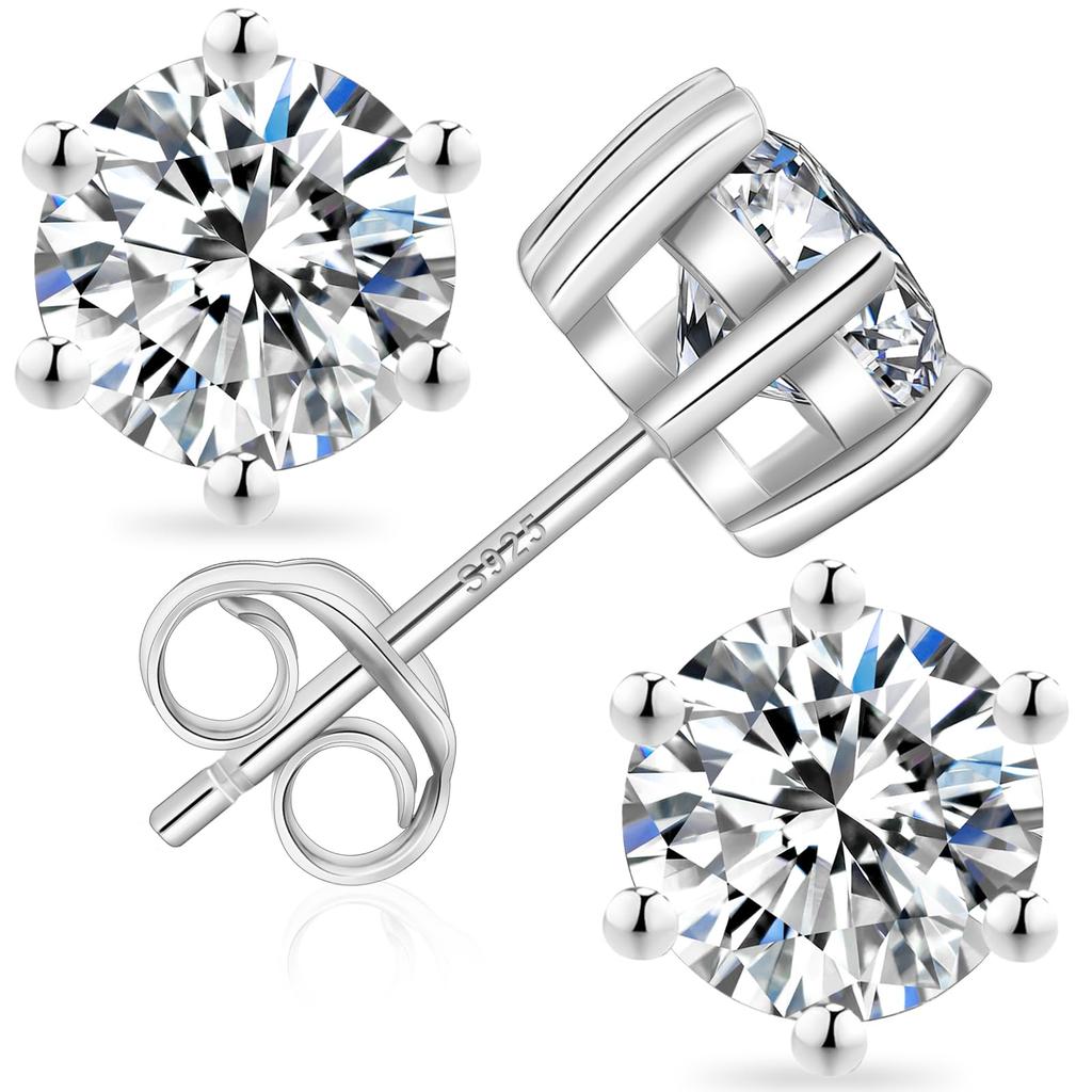 Moissanite Moissanite Diamond Stud 1 Piece 6 Claw Sterling Hypoallergenic To One Ear [KRKCLIFE] Earrings, Diamond, Men's/Women's, Earrings, Earring,