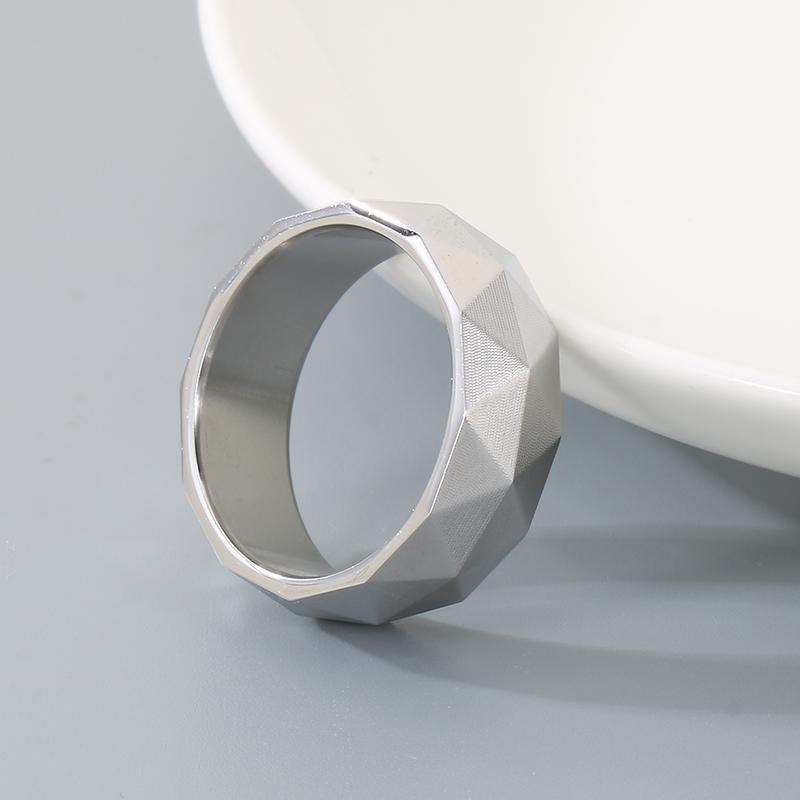 Fade Geometric Faceted Ring for Men Stainless Steel Cut Finger Anillos Hip Hop Polygon Ring Jewelry Gifts for Couples