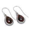 Natural Mahogany Obsidian Gemstone 925 Solid Sterling Silver Earring 1.25" Q6I68