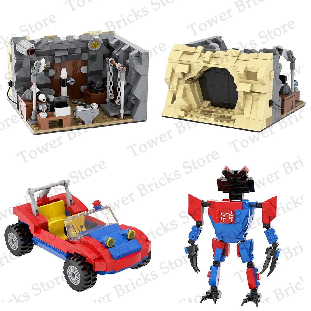 MOOXI Железный Человек Паук Герои Броня Мех MOC Научно-фантастические Фигурки Конструктор Игрушки Для Детей Взрослых Подарок Совместимые Кирпичики DIY