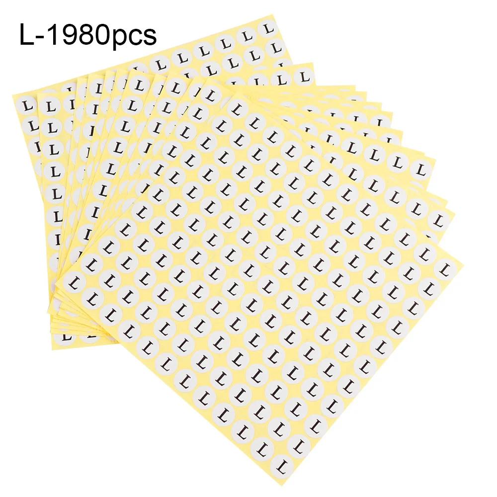500/1980pcs Paper Self-Adhesive Size Labels for Clothing Garment Shoes Size Sticker Tags Sticker Size Label XS/S/M/L/XL Size