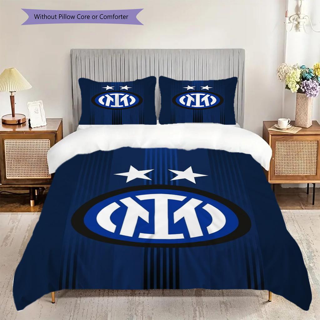 Inter Milan Emblem: Bold Design Three-piece set (1 * duvet cover + 2 * pillowcase, without core) Soft and comfortable Christmas birthday gift