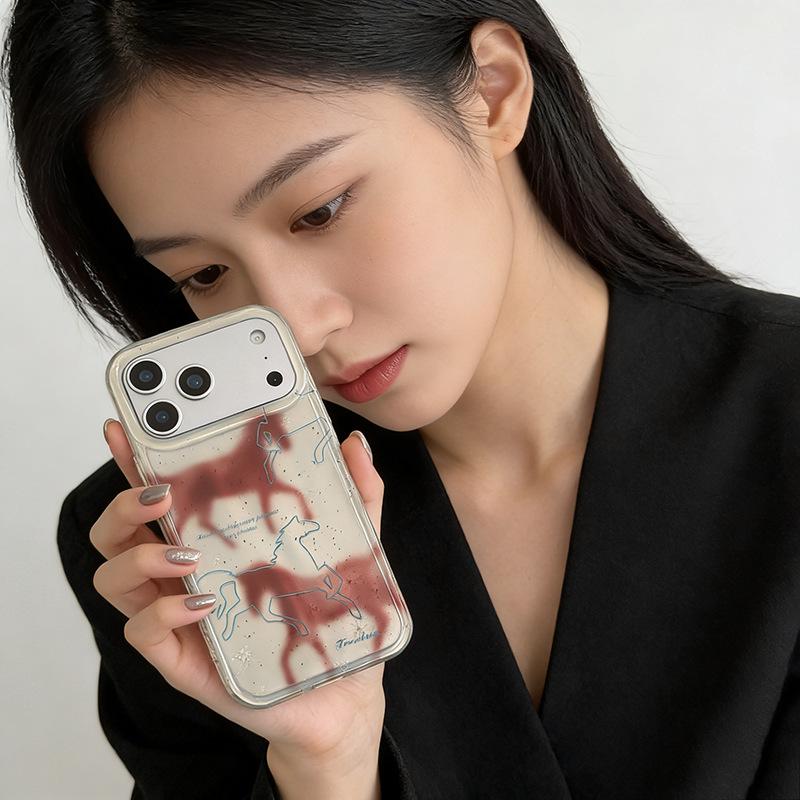 Модный корейский чехол Красная Лошадь для iPhone 17 Pro Max Air 2026 к Новому году 16 Pro